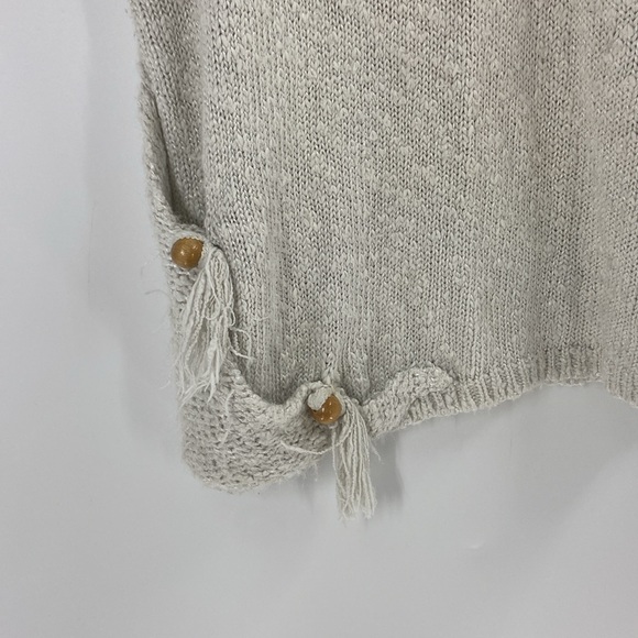 Fia Italia Handloomed cream boho oversized relax fit turtleneck tunic sweater - Picture 8 of 12